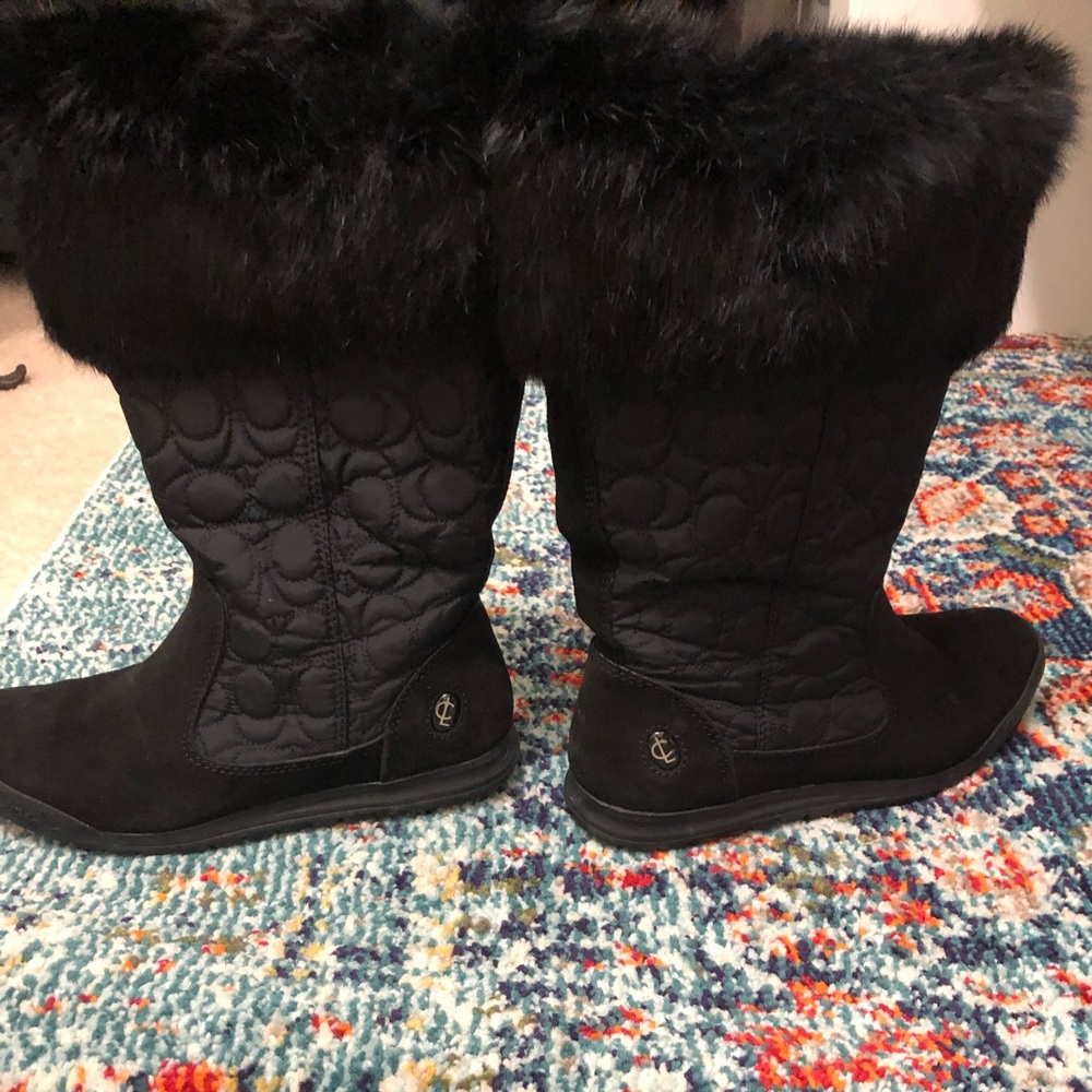Coach nylon and faux fur boots